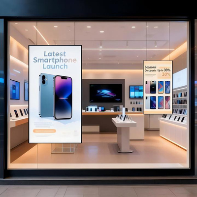 Quality Anti Glare Screen Digital Window Displays 55" Android 11 OS factory