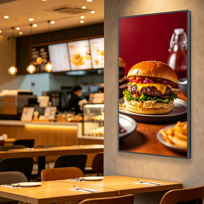 Quality 55" 500 Nits Commercial LCD Menu Board Digital Signage Display Hanging Wall Ceiling
 factory