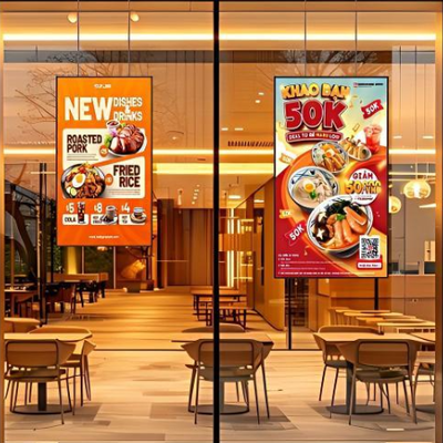 Quality Restaurant 2500 Nits Window Digital Signage Display Ultra-Thin Window Display Screen factory