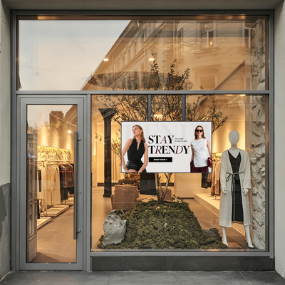 Kwaliteit 2500nits LCD Digitaal Poster Venster Reclame Scherm Zonlicht Leesbaar Gezicht Display fabriek