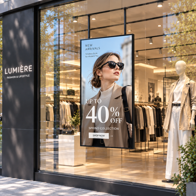 Kwaliteit Raam LCD Display 55'' Android Digitale Signage Reclamescherm voor Winkelraam fabriek