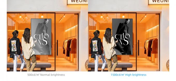 65 Inch 1500 cd/m² High Brightness Digital Window Advertising Display ...