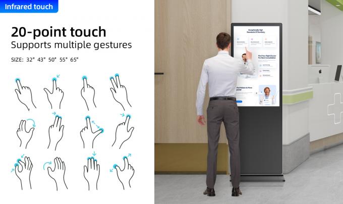 Infrared Touch Interactive Digital Signage Display Floor Standing 43 Inch